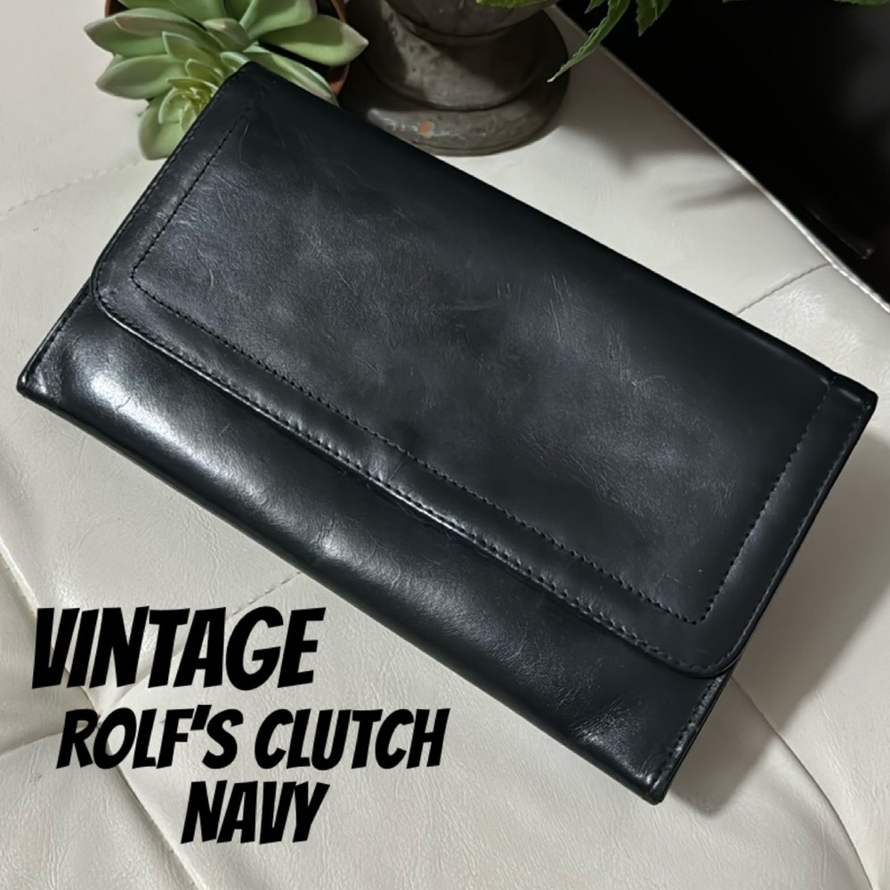 Vintage Rolf’s Leather Clutch-Navy
